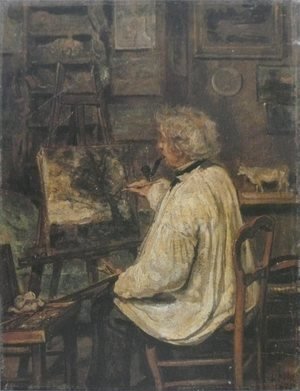 Corot Painting in the Studio of his Friend, Painter Constant Dutilleux