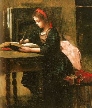 Young Girl Learning to Write