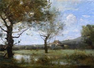 Jean-Baptiste-Camille Corot - Meadow with Two Large Trees
