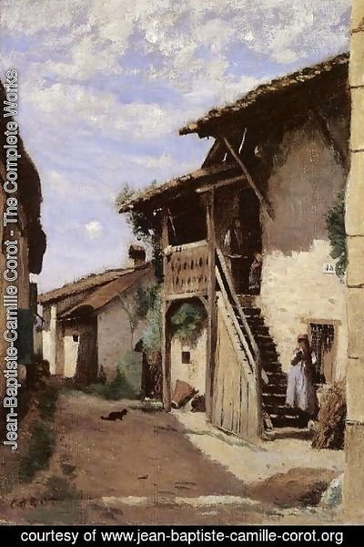Jean-Baptiste-Camille Corot - A Village Steeet, Dardagny
