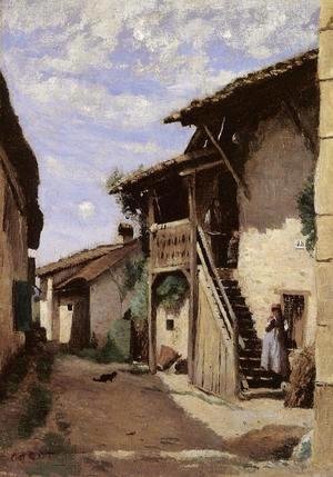 Jean-Baptiste-Camille Corot - A Village Steeet, Dardagny