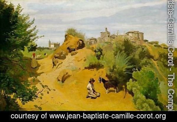 Jean-Baptiste-Camille Corot - Genzano - Goatherd and Village