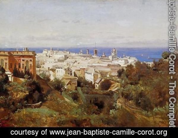 Jean-Baptiste-Camille Corot - View of Genoa from the Promenade of Acqua Sola