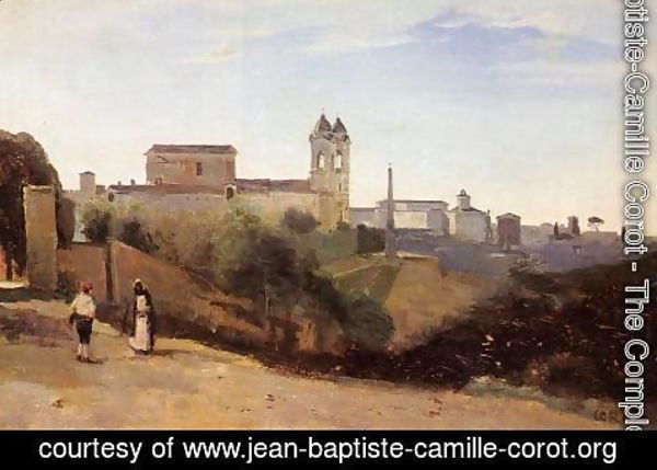 Jean-Baptiste-Camille Corot - Rome, Monte Pinco, the Trinita dei Monte, View from the Garden of the Academie de France