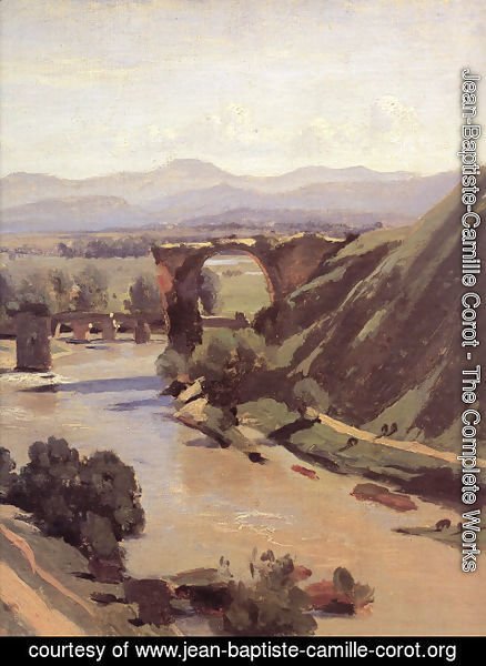 Jean-Baptiste-Camille Corot - The Augustan Bridge at Narni [detail]