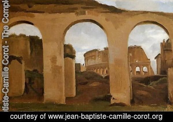 Jean-Baptiste-Camille Corot - Rome - The Coliseum Seen through Arches of the Basilica of Constantine