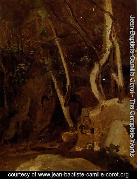 Jean-Baptiste-Camille Corot - A Civita Castellana, Rochers Boises