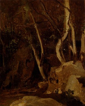Jean-Baptiste-Camille Corot - A Civita Castellana, Rochers Boises