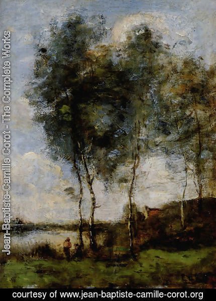 Jean-Baptiste-Camille Corot - Pecheur Au Bord De la Riviere