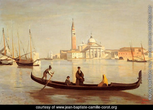 Venise--Gondole sur Le Grand Canal (or Saint-Georges Majeur au fond)