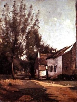 Jean-Baptiste-Camille Corot - Saules et Chaumieres