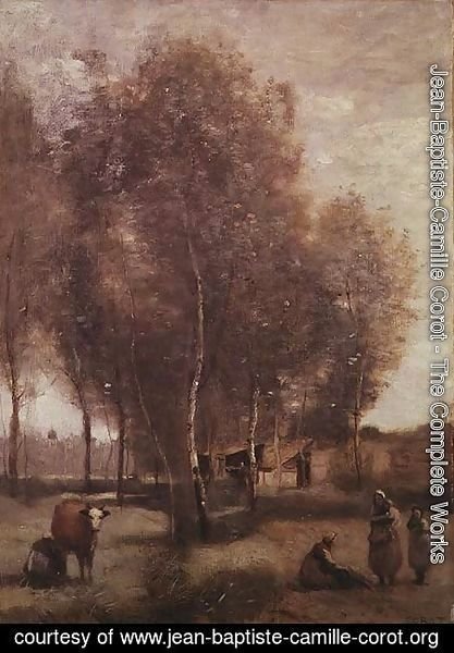 Jean-Baptiste-Camille Corot - St.Catherine-les-Arras-Fields with trees and cottages