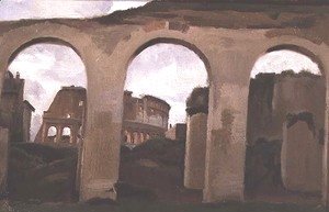 Jean-Baptiste-Camille Corot - The Colosseum, seen through the Arcades of the Basilica of Constantine, 1825