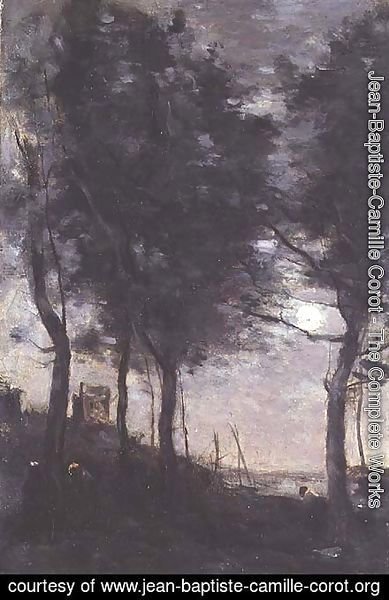 Jean-Baptiste-Camille Corot - Moonlight by the sea