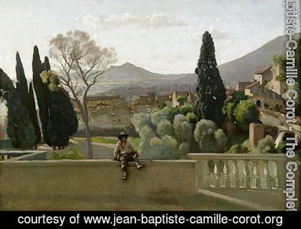 Jean-Baptiste-Camille Corot - The Gardens of the Villa d'Este, Tivoli, 1843