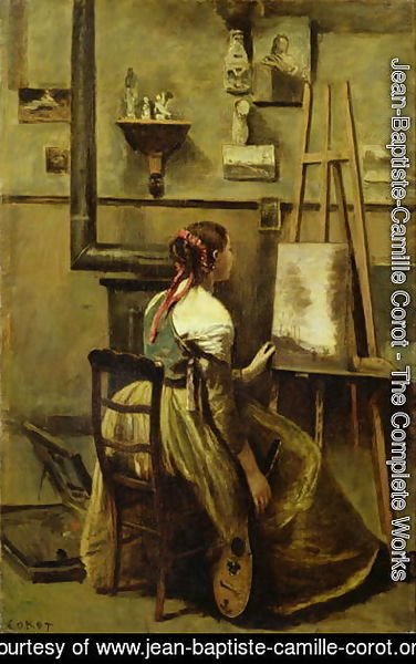 The Studio of Corot, or Young woman seated before an Easel, 1868-70