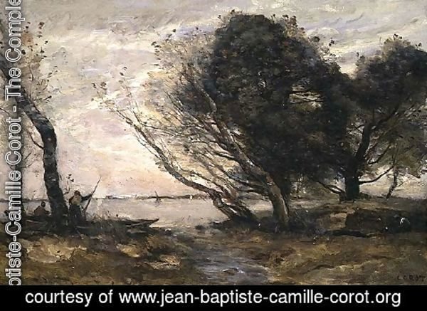 Jean-Baptiste-Camille Corot - The Banks of the Lake after the Flood, c.1870