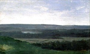 Jean-Baptiste-Camille Corot - Landscape with Distant Mountains, c.1840-45