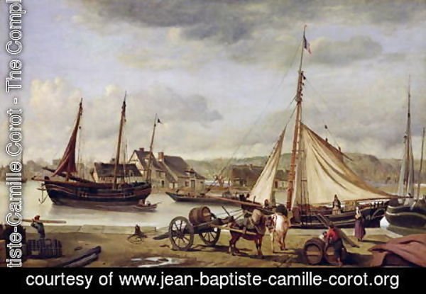 Jean-Baptiste-Camille Corot - The Merchant's Quay at Rouen, 1834