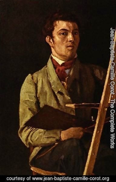 Jean-Baptiste-Camille Corot - Self Portrait, Sitting next to an Easel, 1825