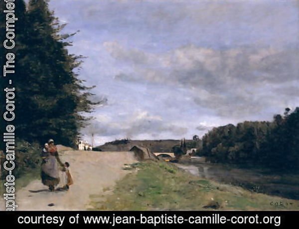 Jean-Baptiste-Camille Corot - Landscape with Mother and Children
