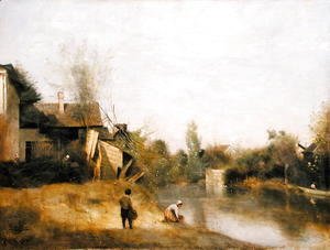Jean-Baptiste-Camille Corot - Riverbank at Mery sur Seine, Aube, c.1870