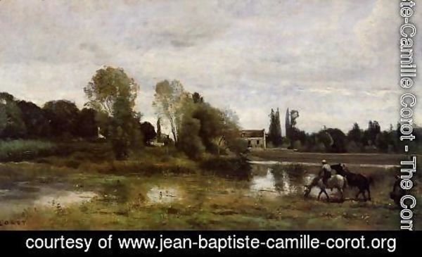Jean-Baptiste-Camille Corot - Ville d'Avray, Horses Watering, c.1860-65