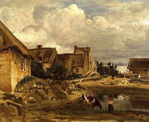 Jean-Baptiste-Camille Corot - A Farmyard near Fontainebleau