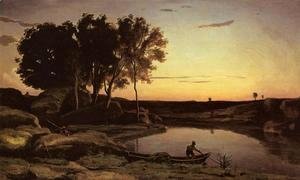 Jean-Baptiste-Camille Corot - Evening Landscape