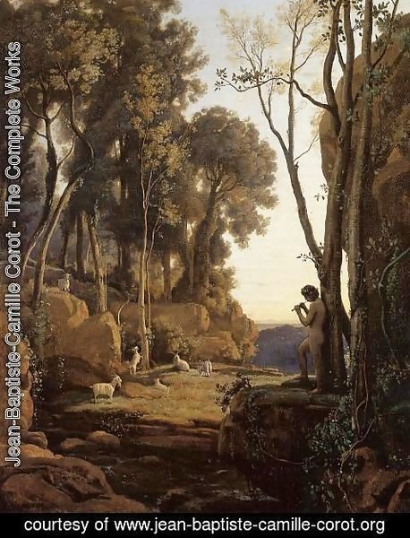 Jean-Baptiste-Camille Corot - Landscape,Setting Sun