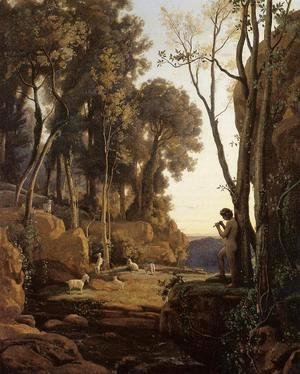 Jean-Baptiste-Camille Corot - Landscape,Setting Sun
