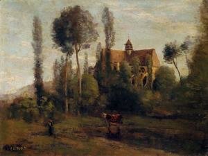 Jean-Baptiste-Camille Corot - The Church at Essommes, near the Chateau Thierry