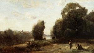 Jean-Baptiste-Camille Corot - Field by a River