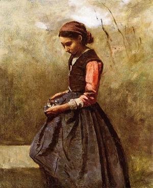 Jean-Baptiste-Camille Corot - Pensive Young Woman