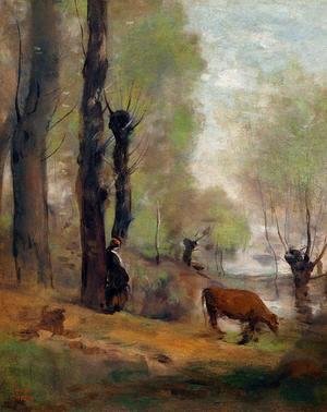 Jean-Baptiste-Camille Corot - Peasant Woman Watering Her Cow