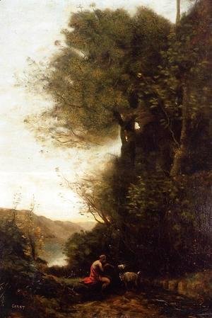 Jean-Baptiste-Camille Corot - Goatherd Charming His Goat with a Flute