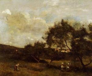 Jean-Baptiste-Camille Corot - Peasants near a Village