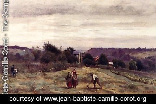 Jean-Baptiste-Camille Corot - Ville d'Avray - the Heights: Peasants Working in a Field