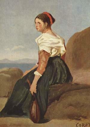 Jean-Baptiste-Camille Corot - Frau mit Mandoline