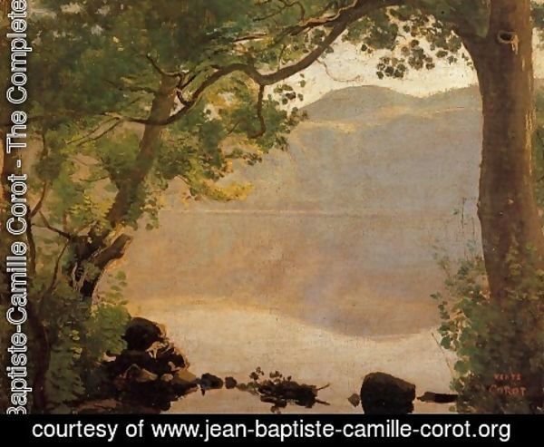Jean-Baptiste-Camille Corot - Lake Nemi, Seen through Trees
