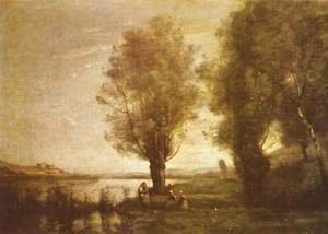 Jean-Baptiste-Camille Corot - Rast unter Weiden am Wasser