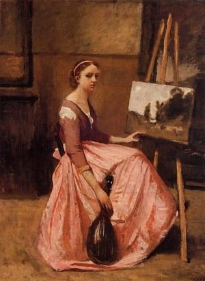 Jean-Baptiste-Camille Corot - Young Woman in a Red Dress