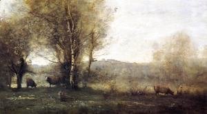 Jean-Baptiste-Camille Corot - Pond with Three Cows (also known as Souvenir of Ville d'Avray)