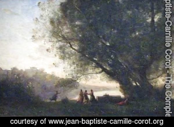 Jean-Baptiste-Camille Corot - Dance Under the Trees Beside the Lake