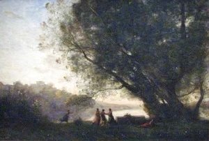 Jean-Baptiste-Camille Corot - Dance Under the Trees Beside the Lake
