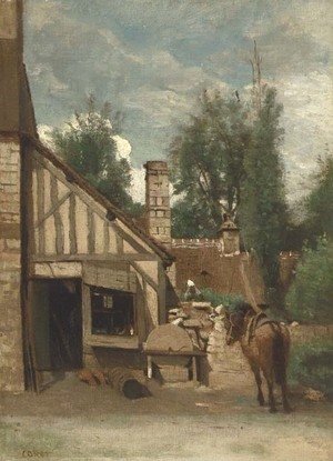 Jean-Baptiste-Camille Corot - Cour d'une petite ferme Normande