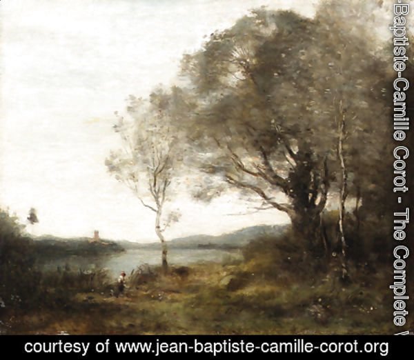Jean-Baptiste-Camille Corot - La tour au bord de l'etang