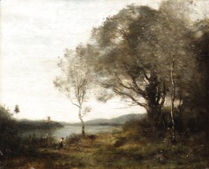 Jean-Baptiste-Camille Corot - La tour au bord de l'etang