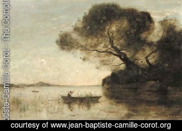 Jean-Baptiste-Camille Corot - Le soir au Lac d'Albano