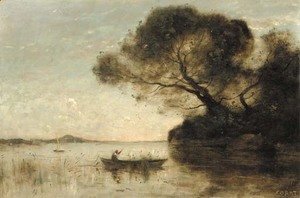 Jean-Baptiste-Camille Corot - Le soir au Lac d'Albano